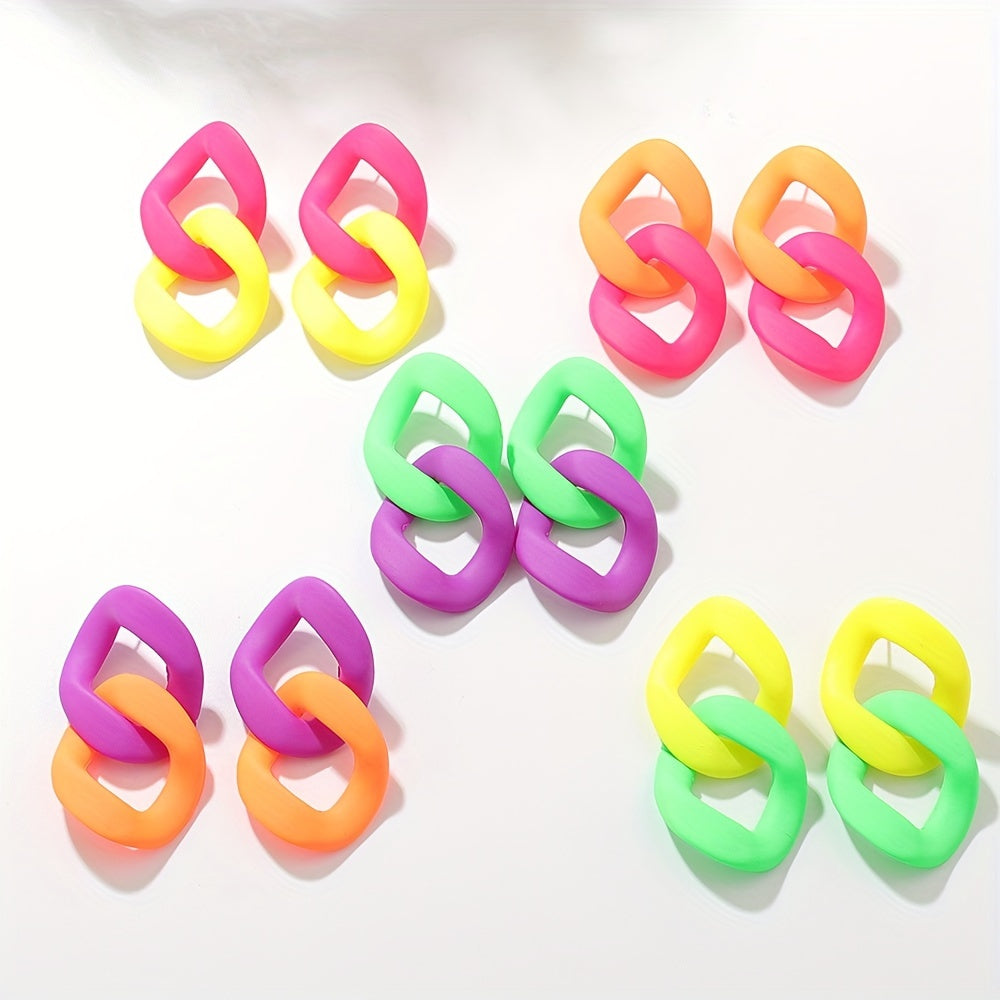 Fluorescent Chain Acrylic Dangle Earrings, Creative Gift