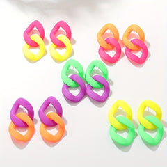 Fluorescent Chain Acrylic Dangle Earrings, Creative Gift