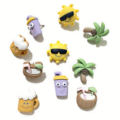 10pcs Beach Series Push Pins - Coconut Tree & Sun Office Decor