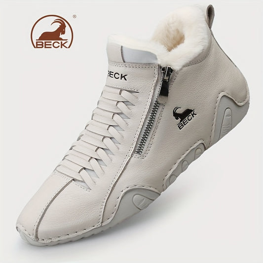 Men's Thermal Winter Shoes Boots With Side Zipper Casual Walking Shoes