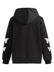 Butterfly Print Sweatshirt Y2K Zip Up Hoodie Casual Tops