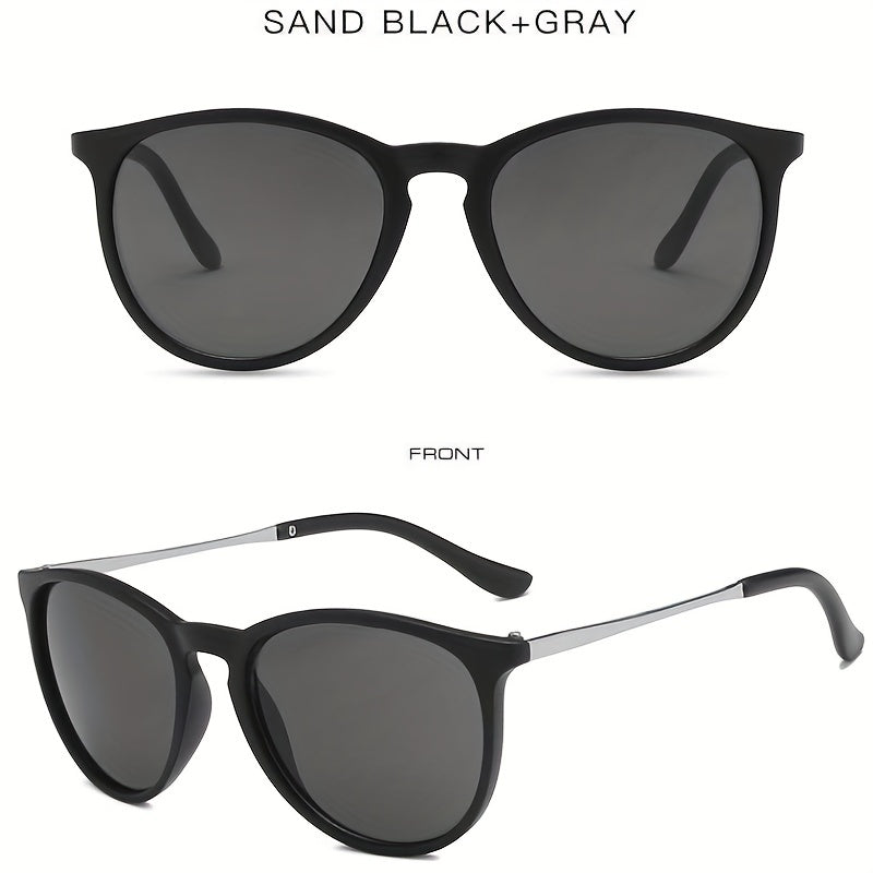 Men's Retro UV400 Sunglasses Oval Metal Frame Outdoor Sunshade Glasses