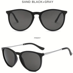 Men's Retro UV400 Sunglasses Oval Metal Frame Outdoor Sunshade Glasses