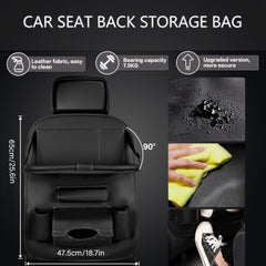 2pcs PU Leather Car Seat Organizer with Foldable Table Tray