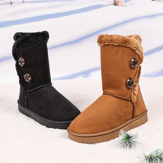 Women's Anti-skid Snow Boots Plush Lined Slip On Shoes