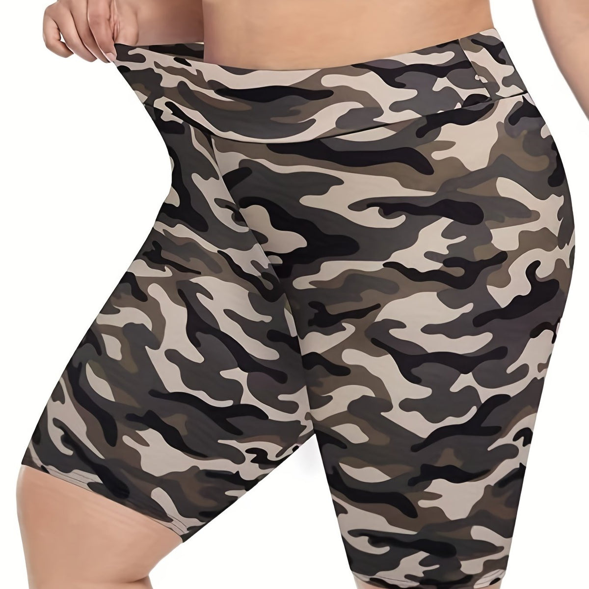  Camo Print High Rise Yoga Shorts