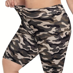 Camo Print High Rise Yoga Shorts