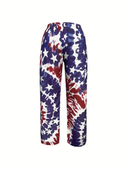  Independence Casual Pants Women's Plus Flag Print Pants