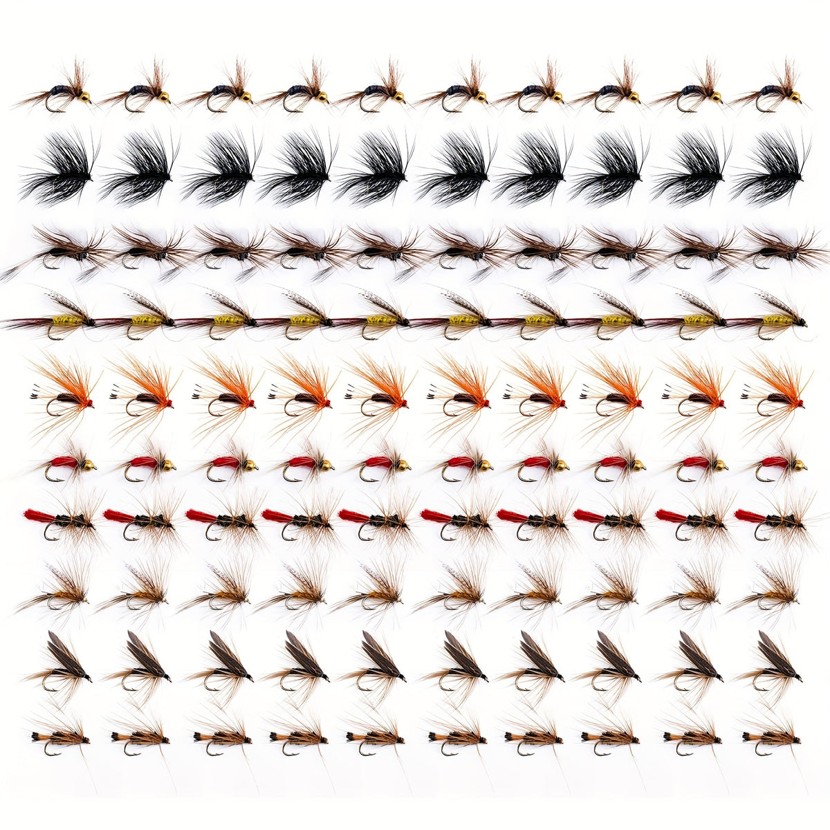 100pcs Colorful Lifelike Fly Fishing Flies for Bass Trout Salmon