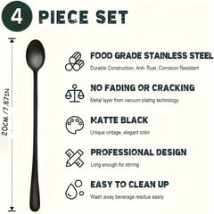 4pcs Stainless Steel Long Handle Ice Scoop and Coffee Spoon