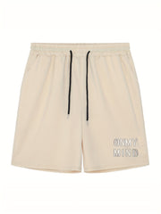 Men's Letter Print Drawstring Shorts Breathable Moisture Wicking