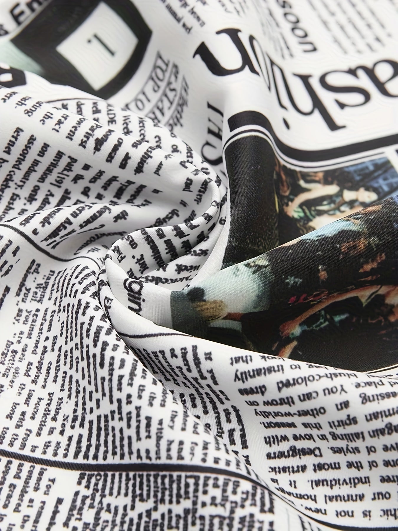  Newspaper Pattern High Waist Wide Leg Pants