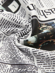  Newspaper Pattern High Waist Wide Leg Pants