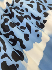  Colorblock Leopard Print Round Neck Blouse