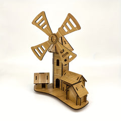 Wooden 3D Puzzle Windmill Cottage DIY Model Kit Educational Toy