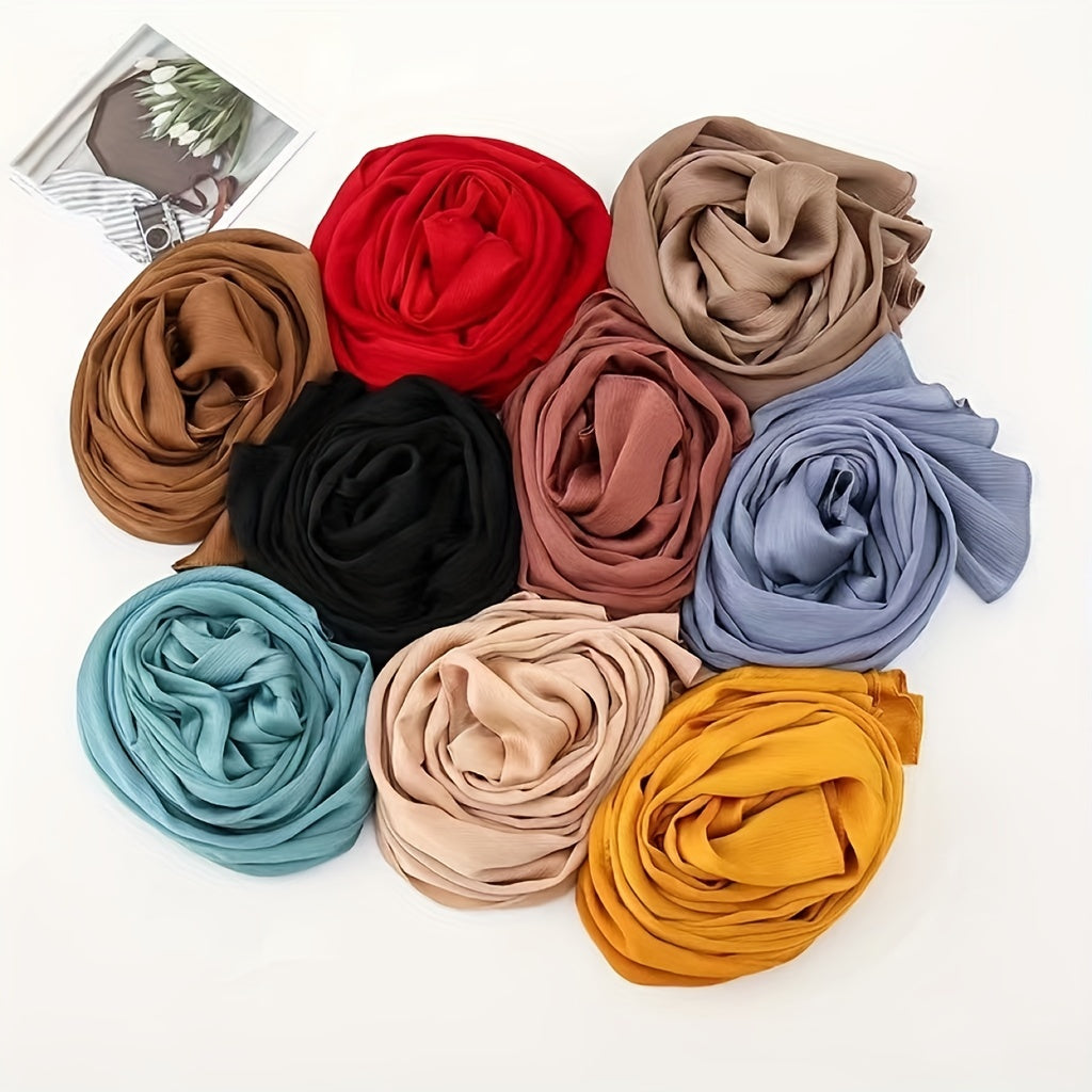 Silk Yarn Scarf Solid Chiffon Hijab Soft Breathable Headscarf
