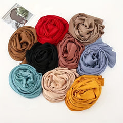 Silk Yarn Scarf Solid Chiffon Hijab Soft Breathable Headscarf
