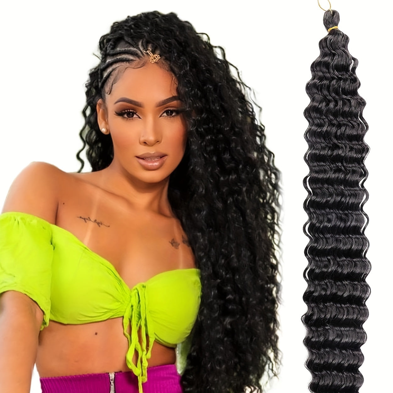Long Curly Crochet Hair Blonde Wavy Deep Wave 1 Pack