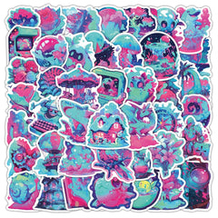 55pcs Neon Cartoon Vinyl Stickers Waterproof DIY Decals for Laptops Skateboards