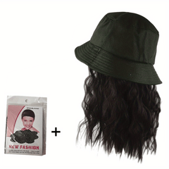 Women's Bucket Hat With Removable 29.97 cm Curly Hair Wig Hairstyle