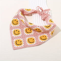 Smiling Pattern Crochet Triangular Scarf Sweet Sunflower Weaving Headband