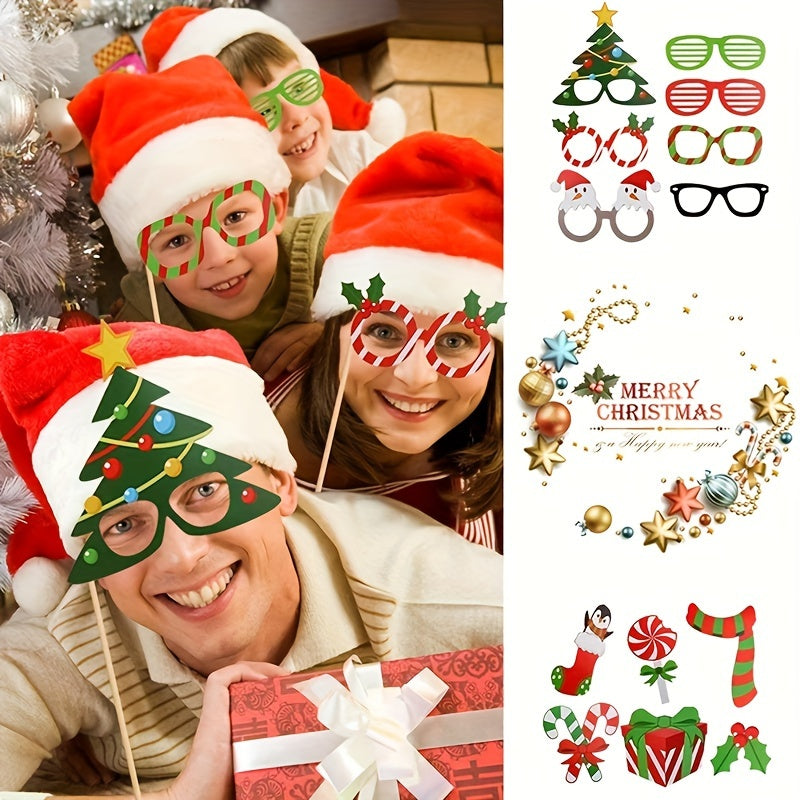 32pcs Christmas Photo Booth Props Set DIY Stick On Holiday Party Accessories