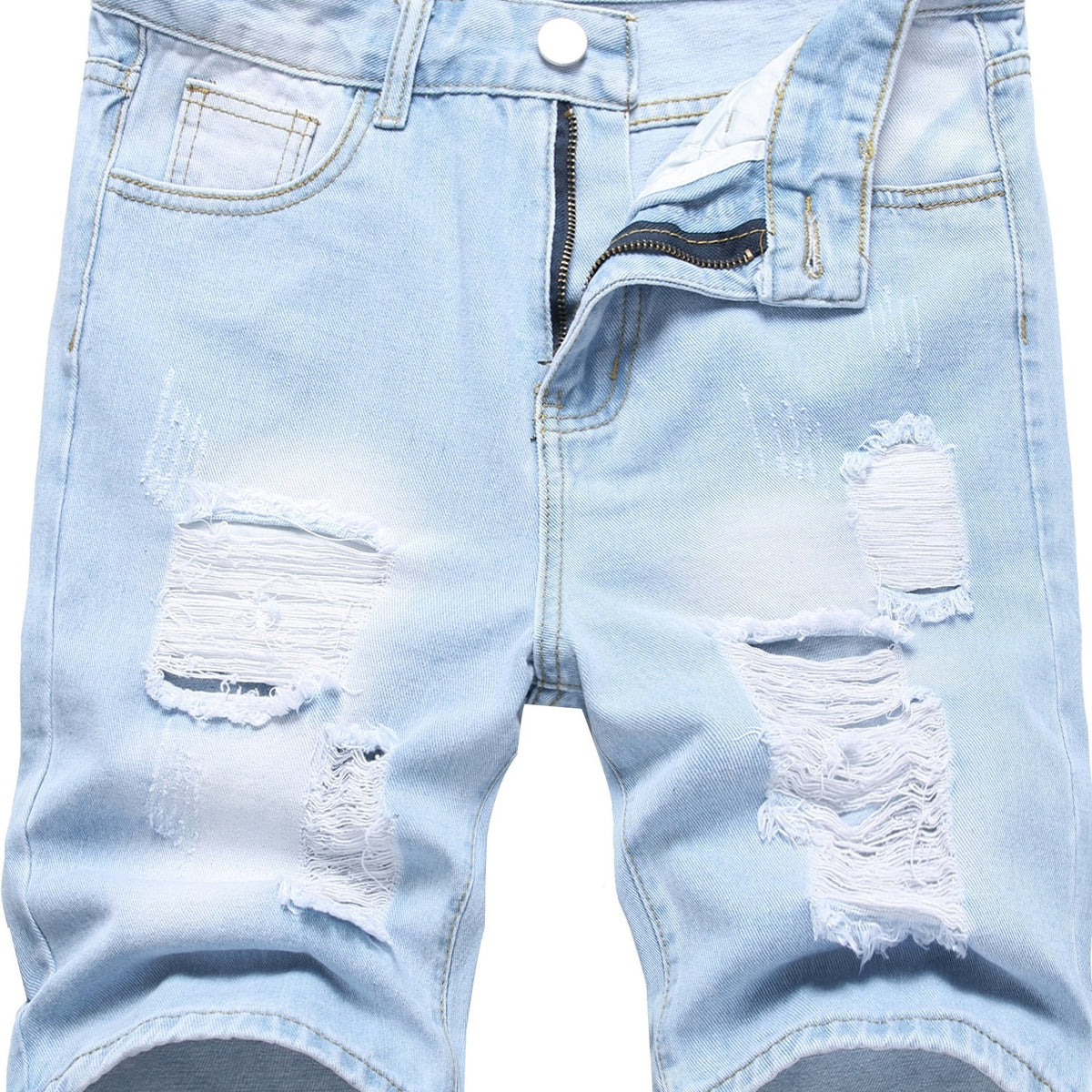 Men's Distressed Denim Shorts Street Style Summer Wear