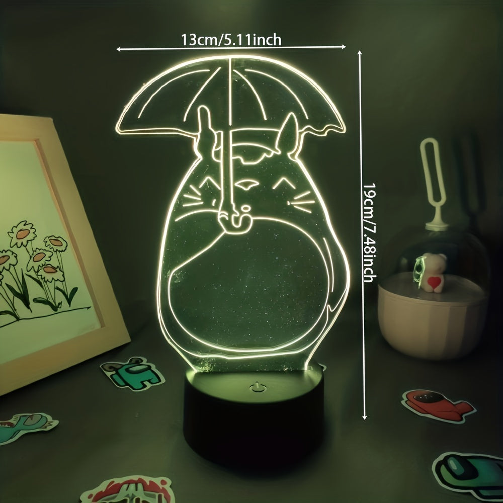 Totoro 3D Illusion Lamp 16 Colors Changing Led Light Dimmable Night Light