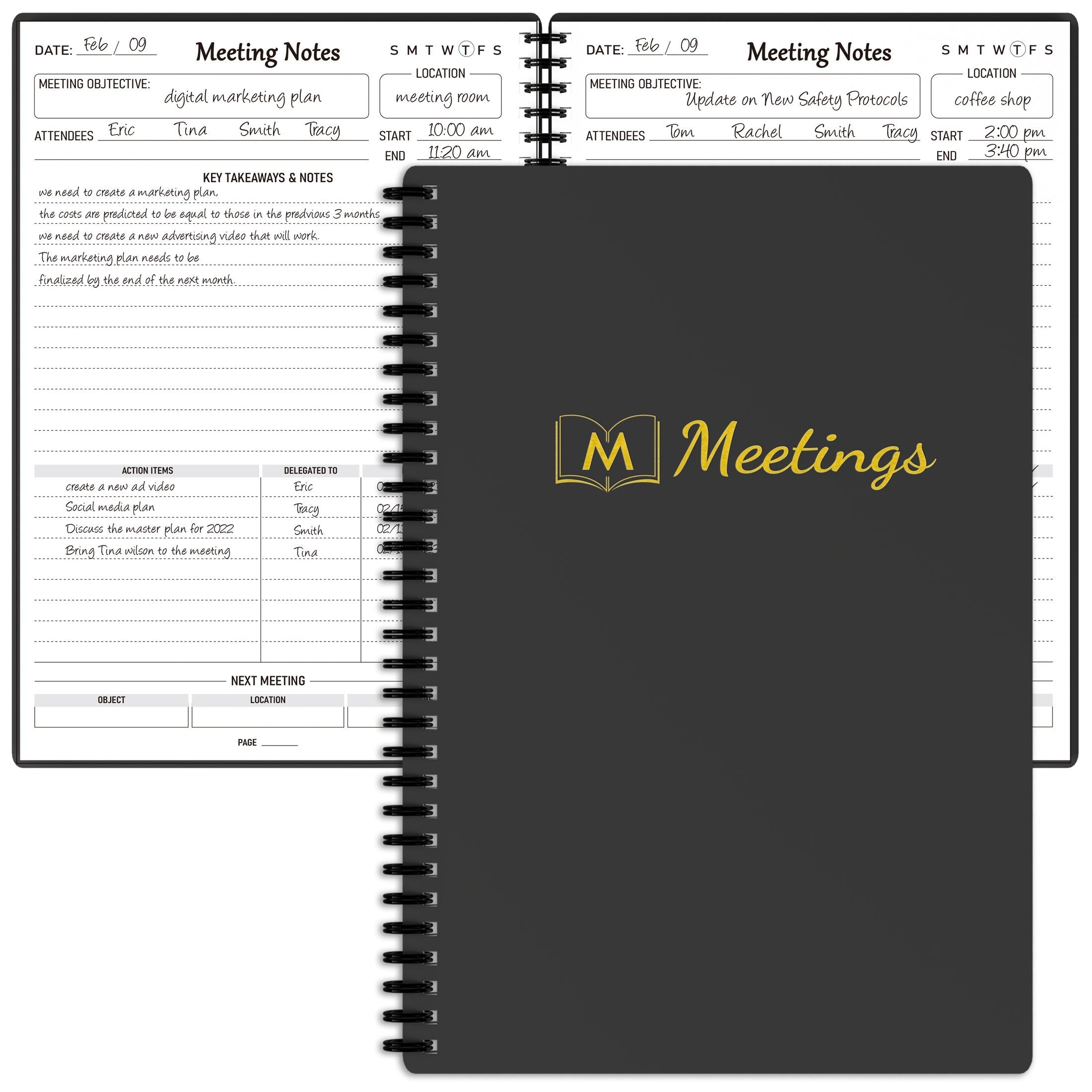Meeting Notebook For Work Action Items Planner Office Business Notes Organizer