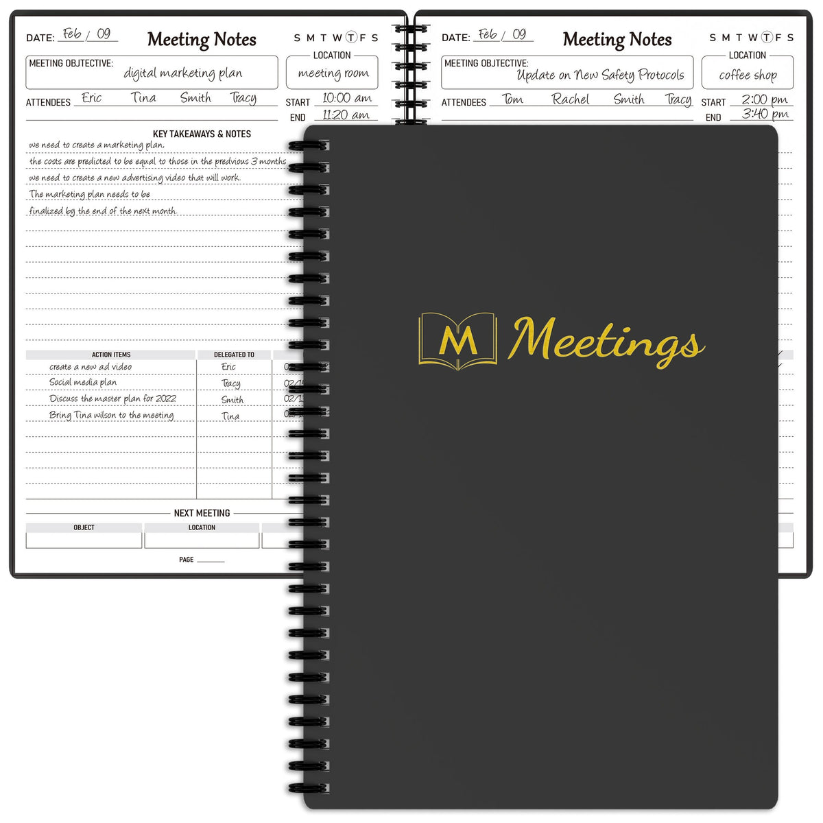 Meeting Notebook For Work Action Items Planner Office Business Notes Organizer