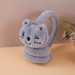 Cozy Furry Kitty Ear Warmers Hand Wash Ear Muffs