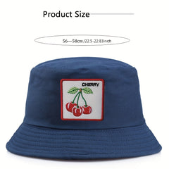 Reversible Cherry Embroidery Bucket Hat