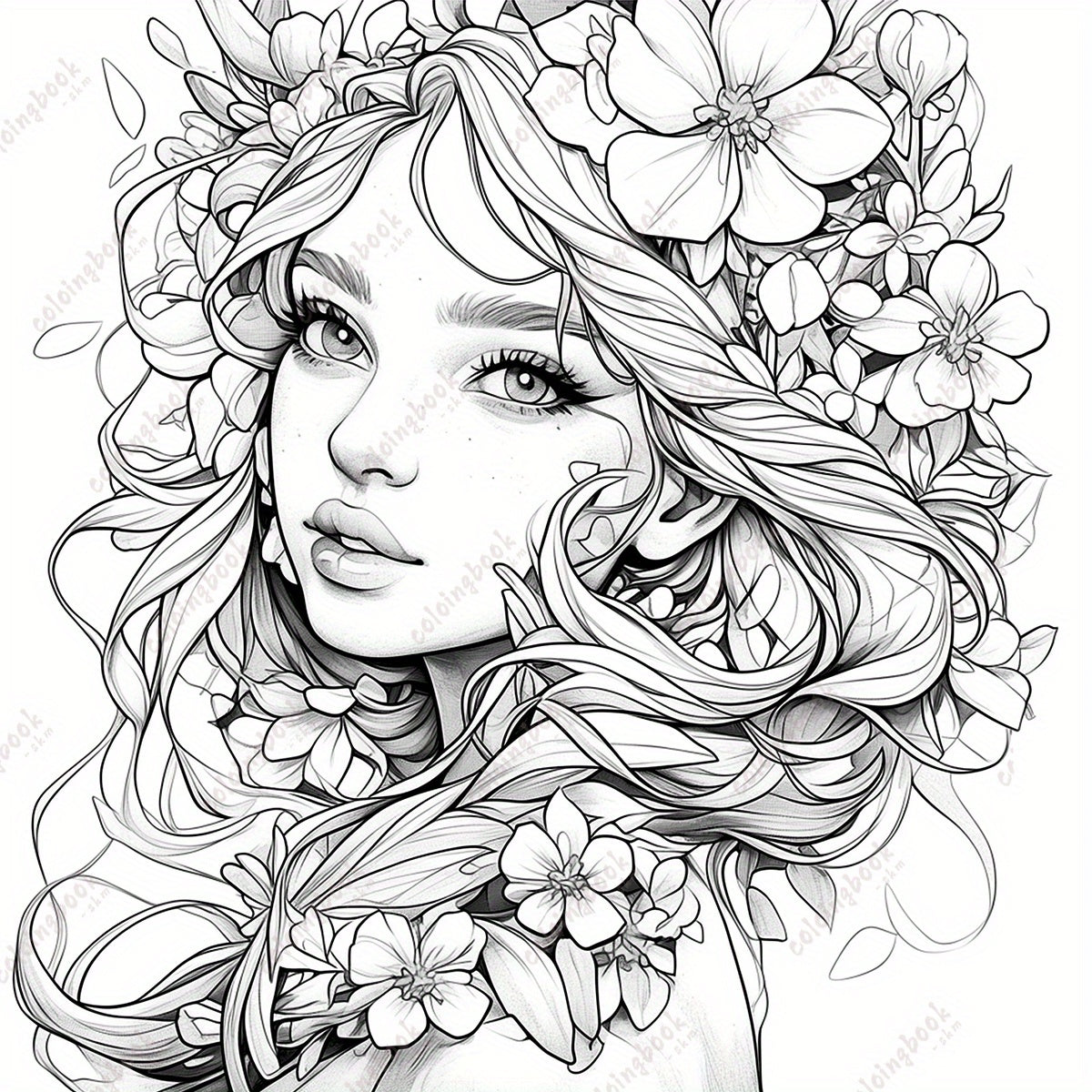 Rose Fairy Coloring Book for Adults