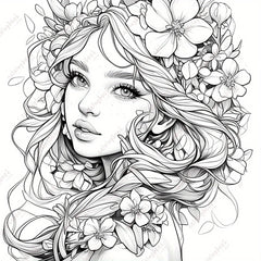 Rose Fairy Coloring Book for Adults