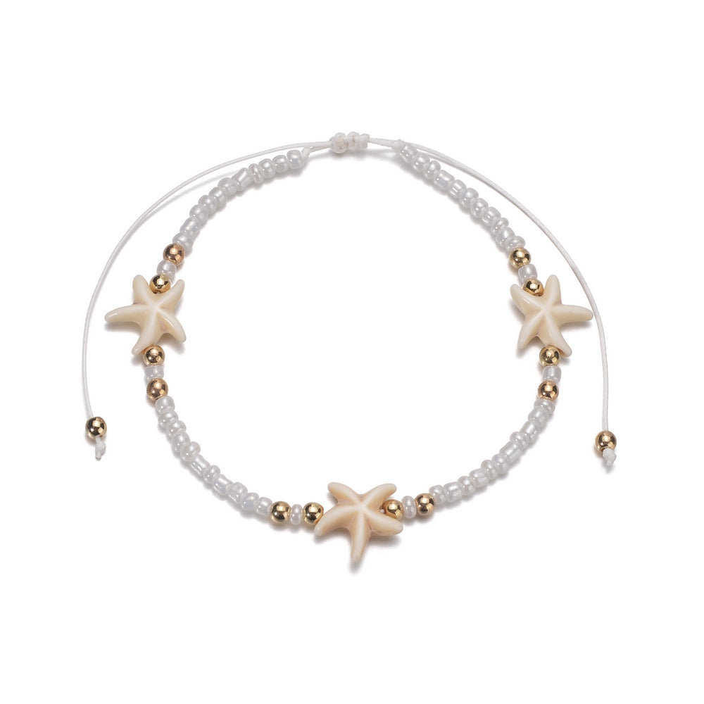 Starfish Beaded Anklet Boho Style Summer Beach Clothing Decoration