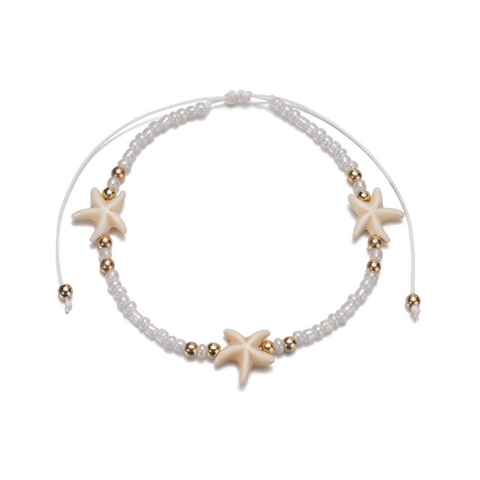 Starfish Beaded Anklet Boho Style Summer Beach Clothing Decoration