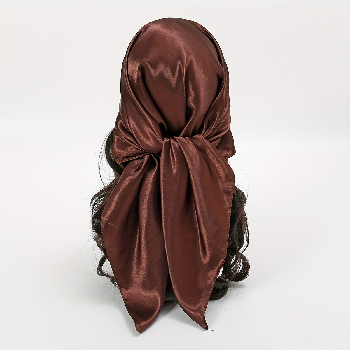 Brown Satin Bandana Classic Square Scarf Women Sun Proof Head Wrap