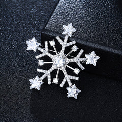 Micro Paved Zirconia Snowflake Brooch