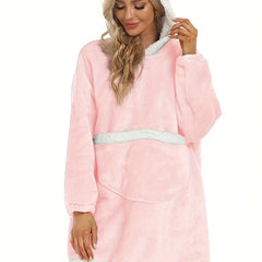 Cozy Flannel Hooded Lounge Robe with Pockets