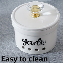 Ceramic Garlic Crisper With Lid 12.5 Oz - Garlic Saver Container