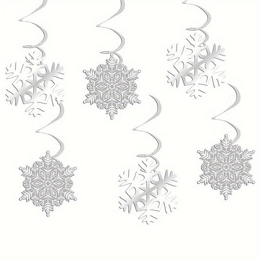 10pcs Snowflake Spiral Hanging Ornaments Christmas Decor
