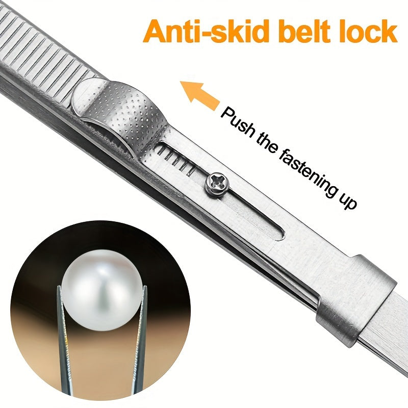 Stainless Steel Industrial Tweezers w/ Locking Function
