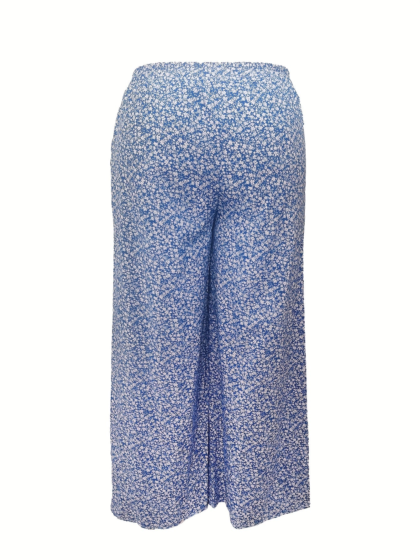  Boho Floral Print Wide Leg Pants with Pockets