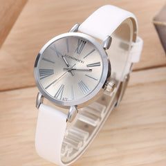 2pcs Student Number Roman Pointer Leather Quartz Watch Set