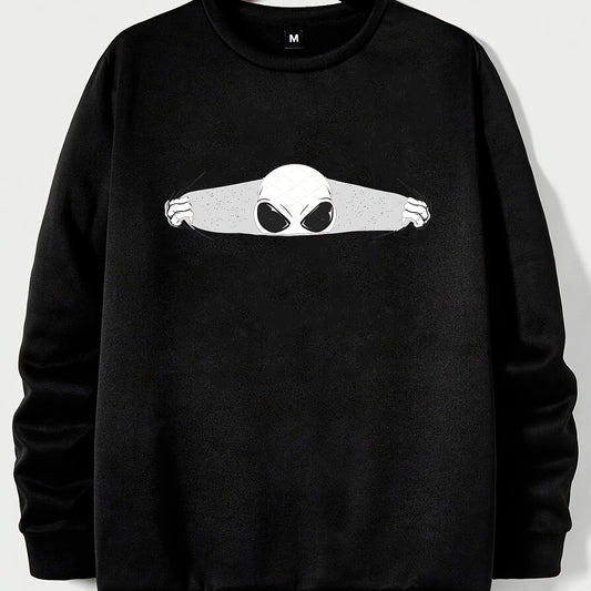 ALIEN Print Men's Graphic Sweatshirt Loose Pullover Autumn Winter