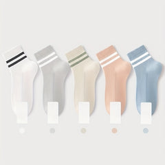 9 Pairs Striped Short Socks Soft & Lightweight Women's Stockings