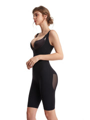 Mesh Stitching Body Shaper Open Bust Slimming Tank Bodysuit