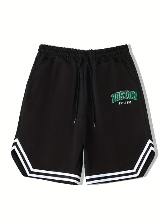 Men's Boston Graphic Drawstring Streetwear Shorts
