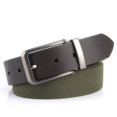 Men's Microfiber Pin Buckle Belt Casual Lightweight Inner Silver Buckle Belt
