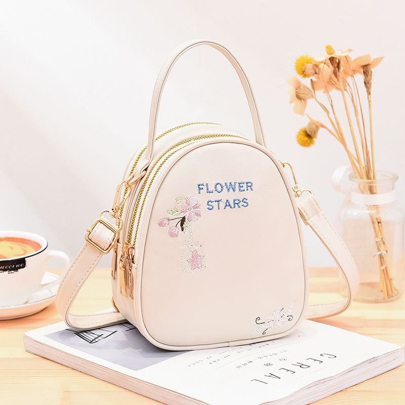 Mini Flower Embroidery Backpack Women's Handbag Stylish Crossbody Purse